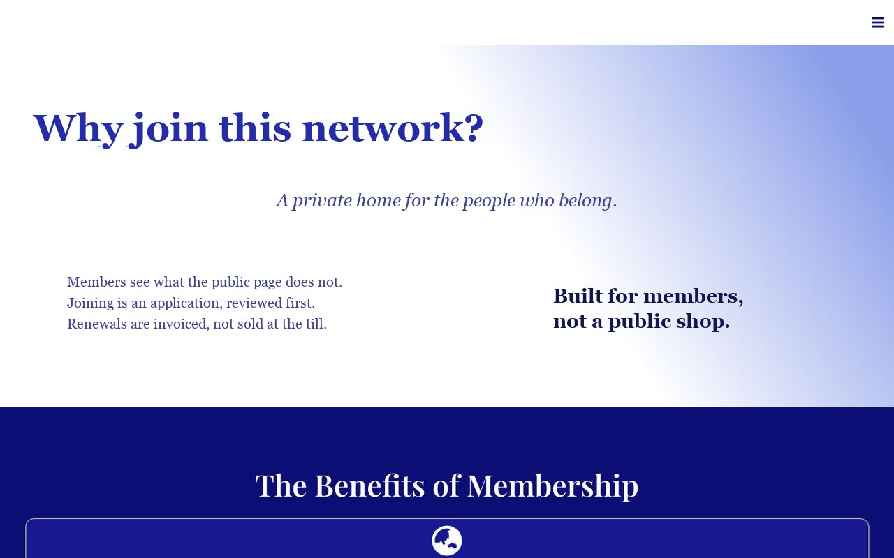 A membership website for a professional network.